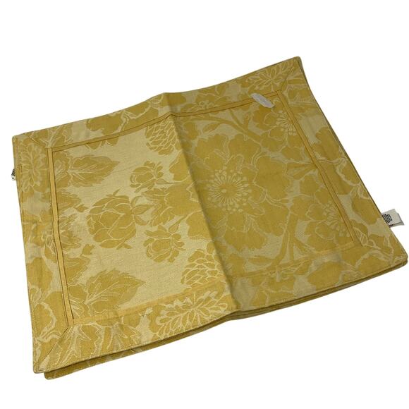 Anthropologie At Home Set Of 4 Placemats Golden Floral Print 14.5" X 19" NEW - Picture 1 of 6